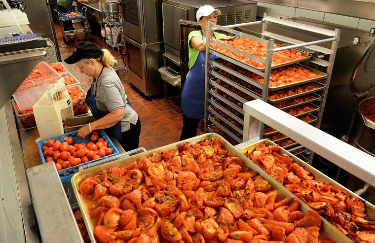 WCPS workers prep and process produce