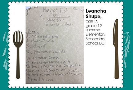 Leancha Shupe, age 17, grade 12, Lucerne Elementary Secondary School, BC